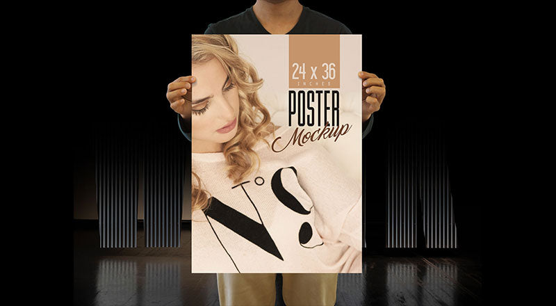 Hand Holding Poster Mockup Psd