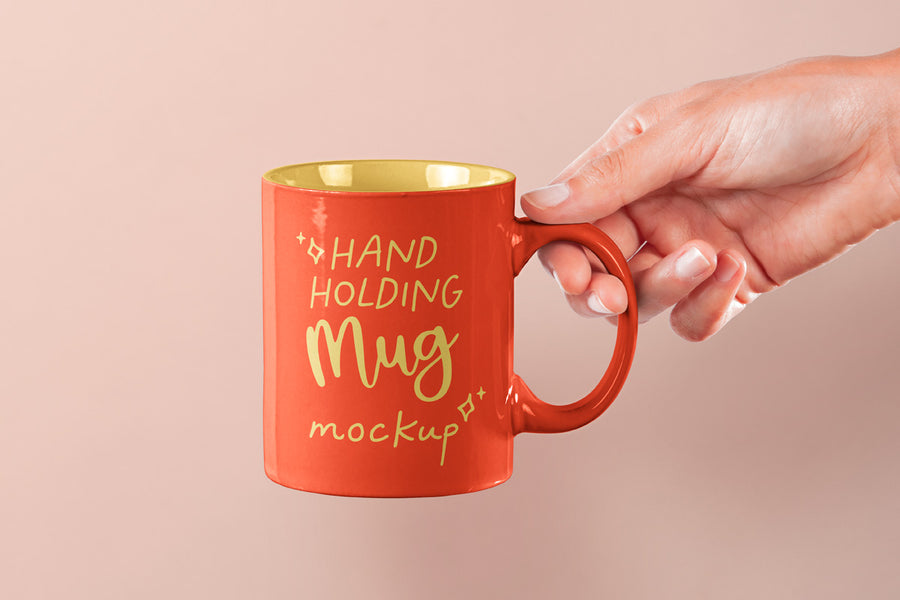 Hand Holding Psd Mug Mockup 2