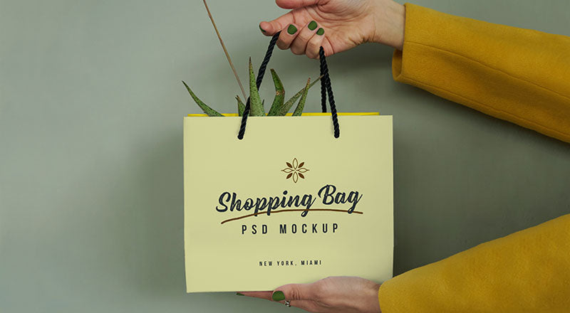 Hand Holding Shopping Bag Mockup Psd