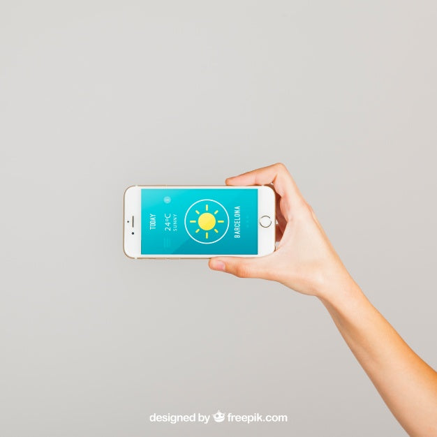 Hand Holding Smartphone Horizontal Psd
