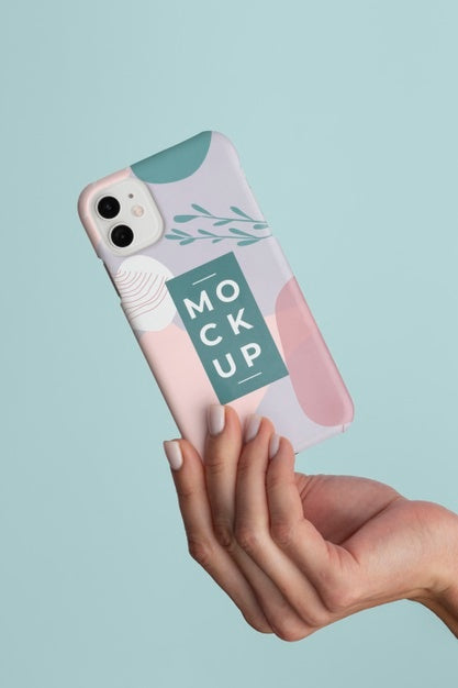 Hand Holding Smartphone With Mock-Up Phone Case Psd