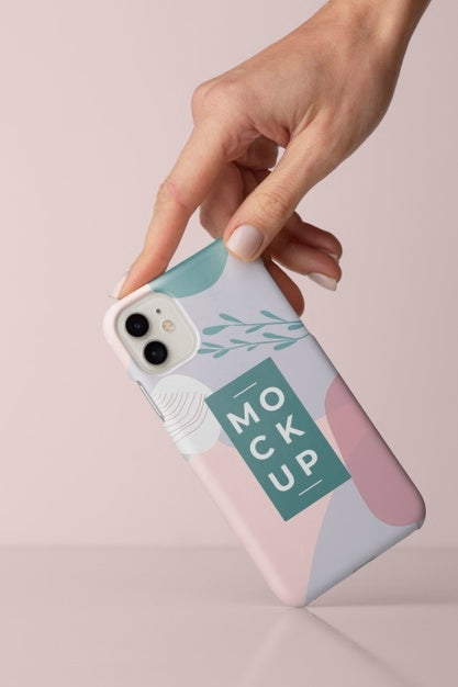 Hand Holding Smartphone With Mock-Up Phone Case Psd