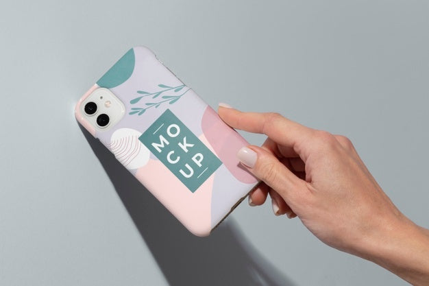 Hand Holding Smartphone With Mock-Up Phone Case Psd