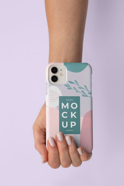Hand Holding Smartphone With Mock-Up Phone Case Psd