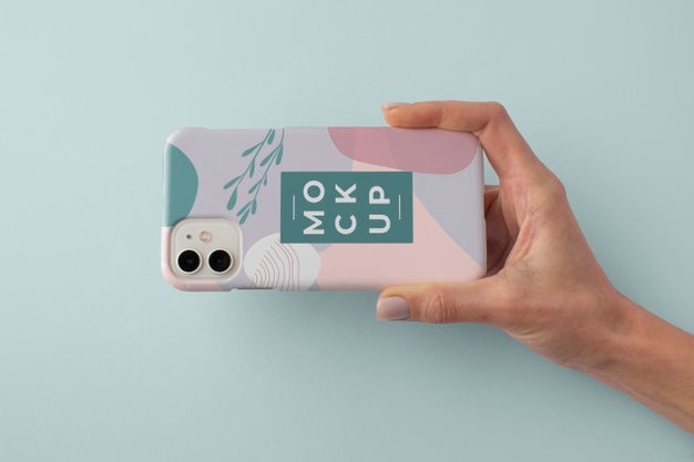 Hand Holding Smartphone With Mock-Up Phone Case Psd