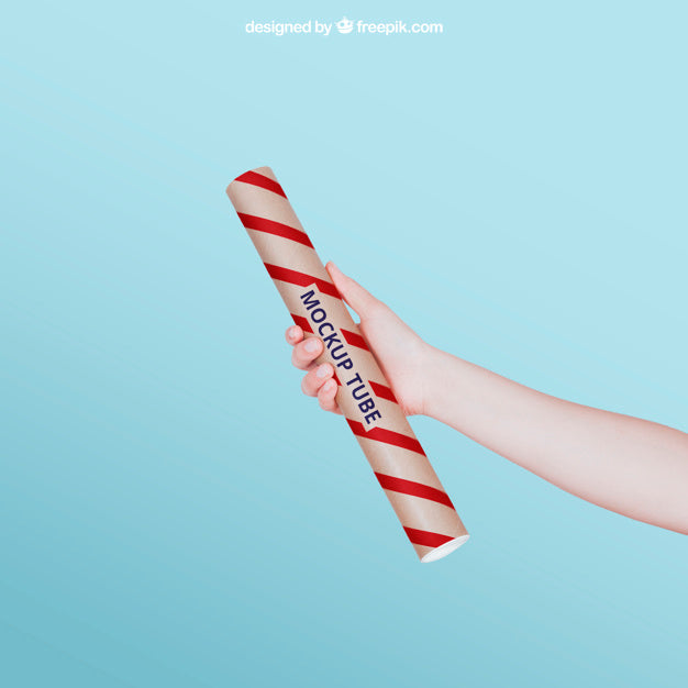 Hand Holding Tube Mockup Psd