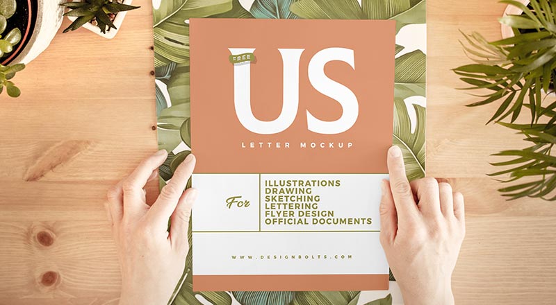 Hand Holding White Us Letter Paper Mockup Psd