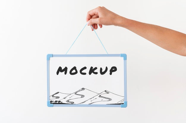 Hand Holding Whiteboard Psd