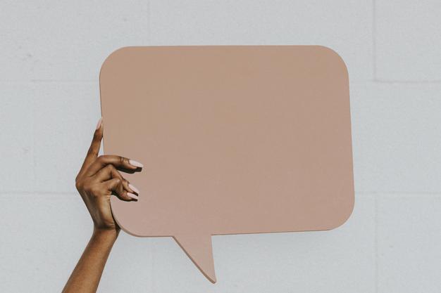 Hand Showing A Blank Speech Bubble Mockup Psd