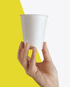 Hand Up Holding Paper Cup Mockup