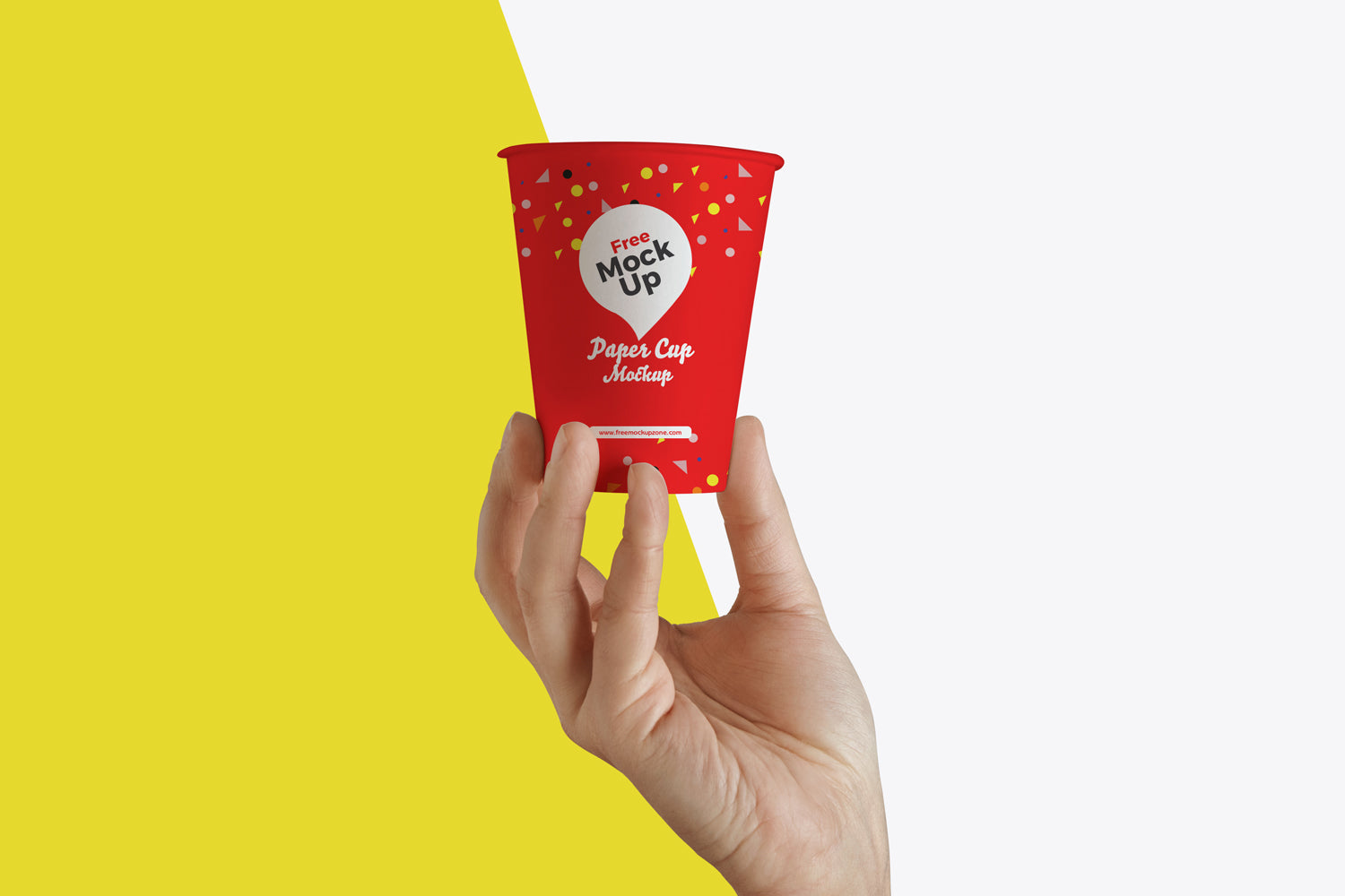 Hand Up Holding Paper Cup Mockup