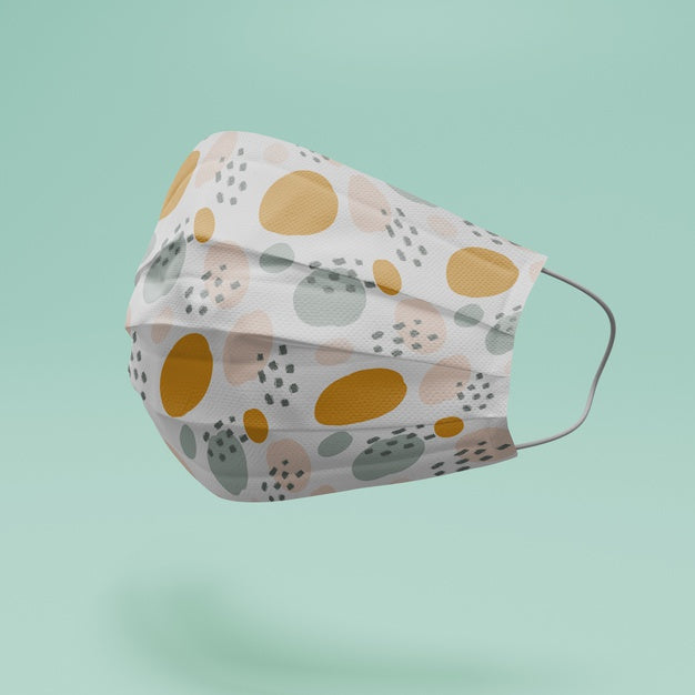 Handmade Face Mask Mockup With Abstract Shapes Psd