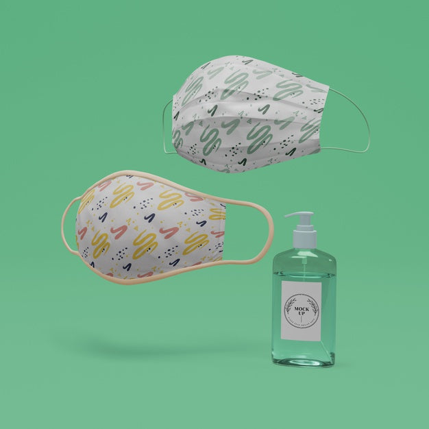 Handmade Face Masks And Hand Sanitizer With Mock-Up Psd