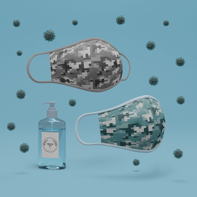 Handmade Face Masks And Hand Sanitizer With Mock-Up Psd