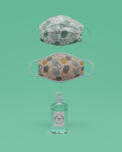 Handmade Face Masks And Hand Sanitizer With Mock-Up Psd