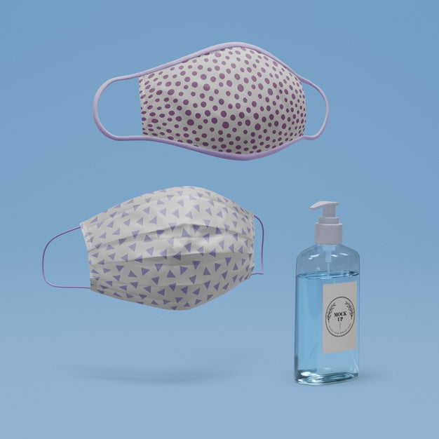 Handmade Face Masks And Hand Sanitizer With Mock-Up Psd