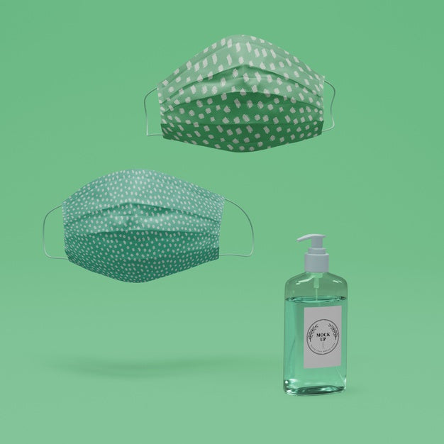 Handmade Face Masks And Hand Sanitizer With Mock-Up Psd