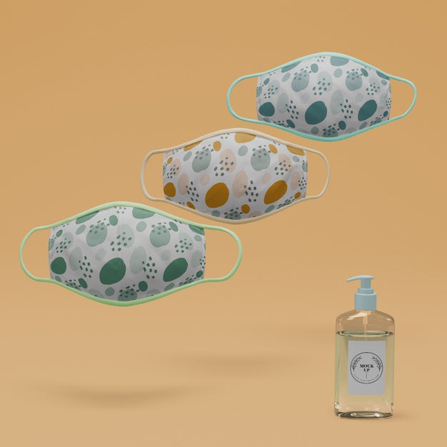 Handmade Face Masks And Hand Sanitizer With Mock-Up Psd