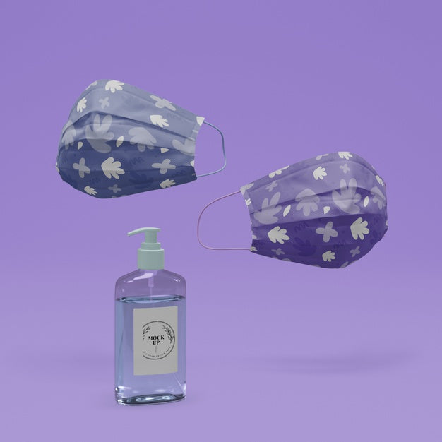 Handmade Face Masks And Hand Sanitizer With Mock-Up Psd