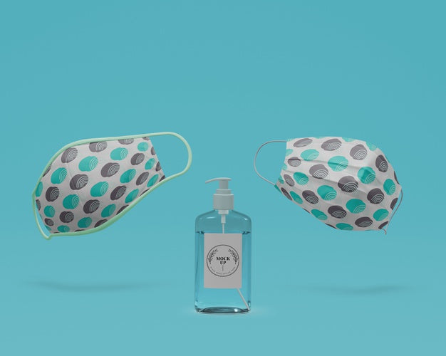 Handmade Face Masks And Hand Sanitizer With Mock-Up Psd