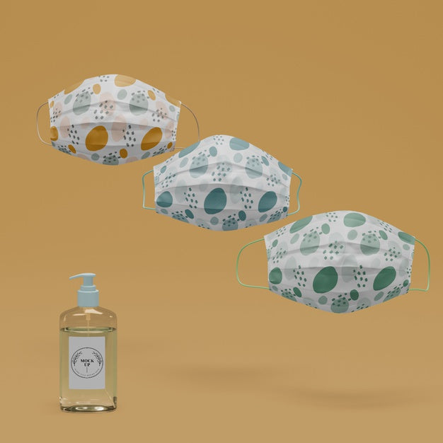 Handmade Face Masks And Hand Sanitizer With Mock-Up Psd