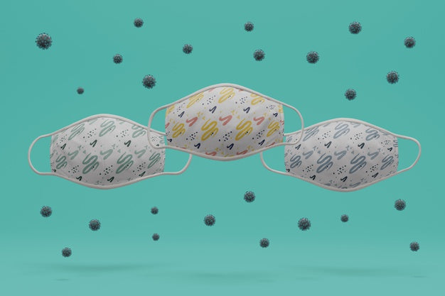 Handmade Face Masks Surrounded By Virus With Mock-Up Psd