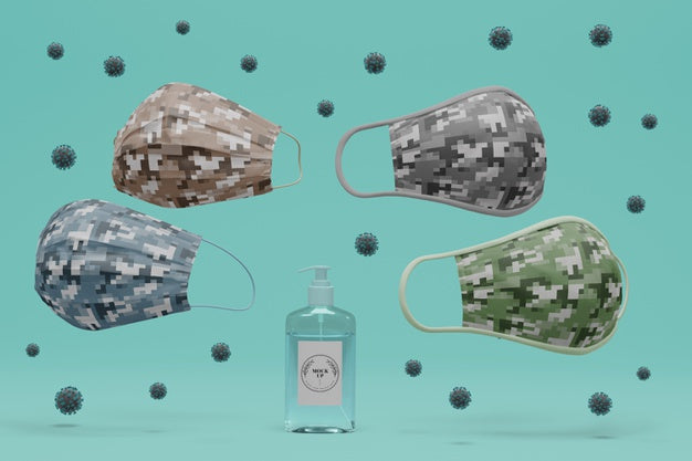 Handmade Face Masks Surrounded By Virus With Mock-Up Psd