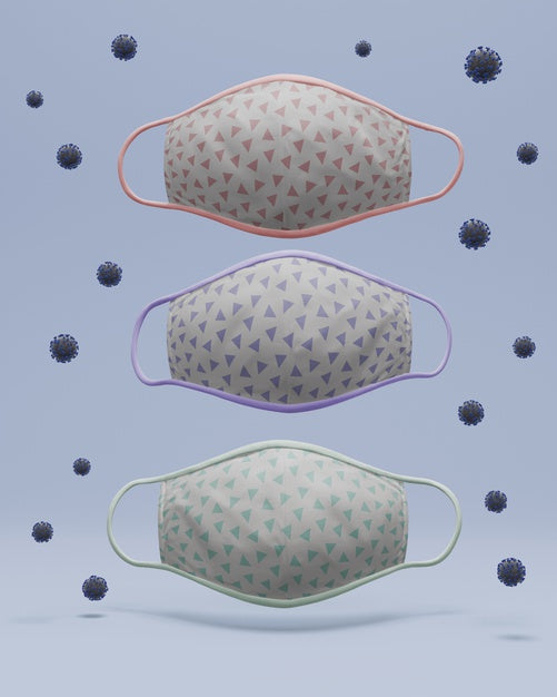 Handmade Face Masks Surrounded By Virus With Mock-Up Psd