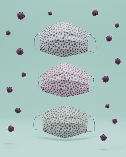 Handmade Face Masks Surrounded By Virus With Mock-Up Psd