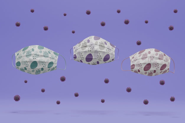 Handmade Face Masks Surrounded By Virus With Mock-Up Psd