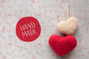 Handmade Knitted Hearts Mock-Up Psd