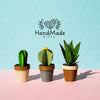 Handmade Paper Cacti With Pots Background Psd