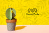 Handmade Paper Cactus With Pot Background Psd