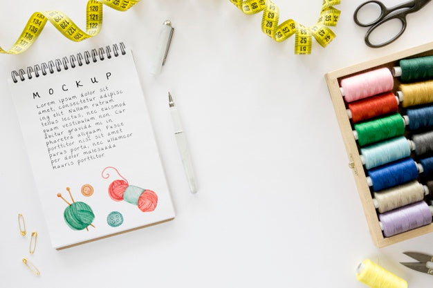 Handmade Sewed Drawing Idea With Threads Copy Space Psd