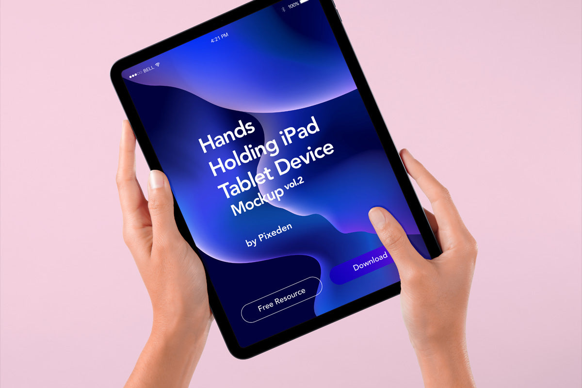 Hands Holding Psd Ipad Mockup Device