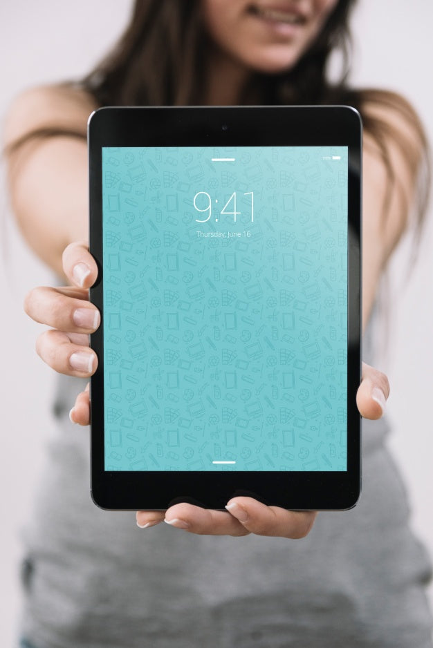 Hands Holding Tablet Mockup Psd