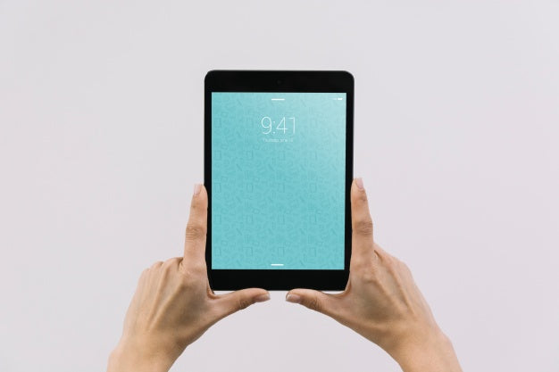 Hands Holding Tablet Mockup Psd