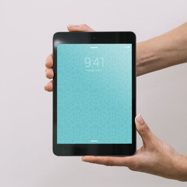 Hands Holding Tablet Mockup Psd