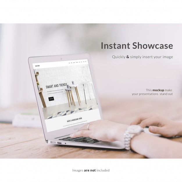 Hands On Laptop Mock Up Psd