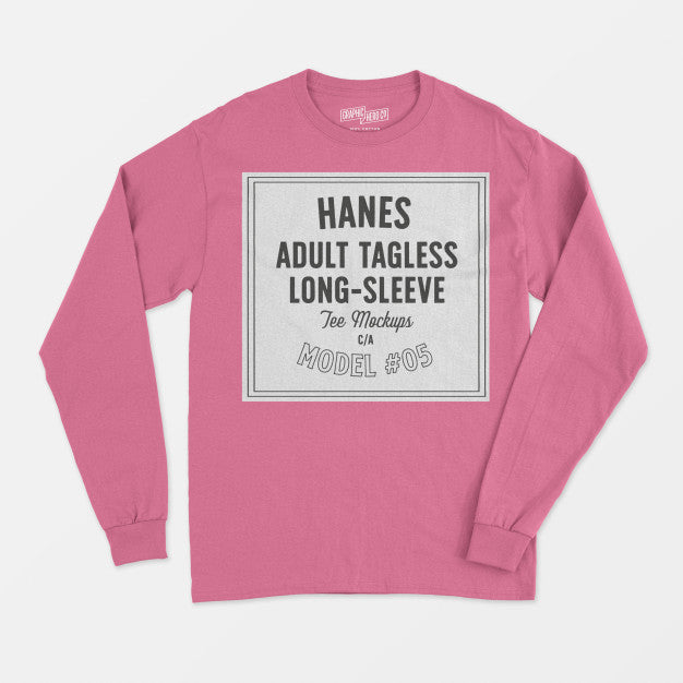 Hanes Adult Tagless Longsleeve Tee Mockup 05 Psd