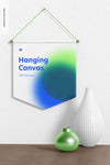 Hanging Canvas Pennant Mockup, Front View Psd