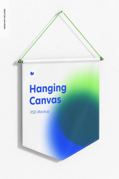Hanging Canvas Pennant Mockup Psd