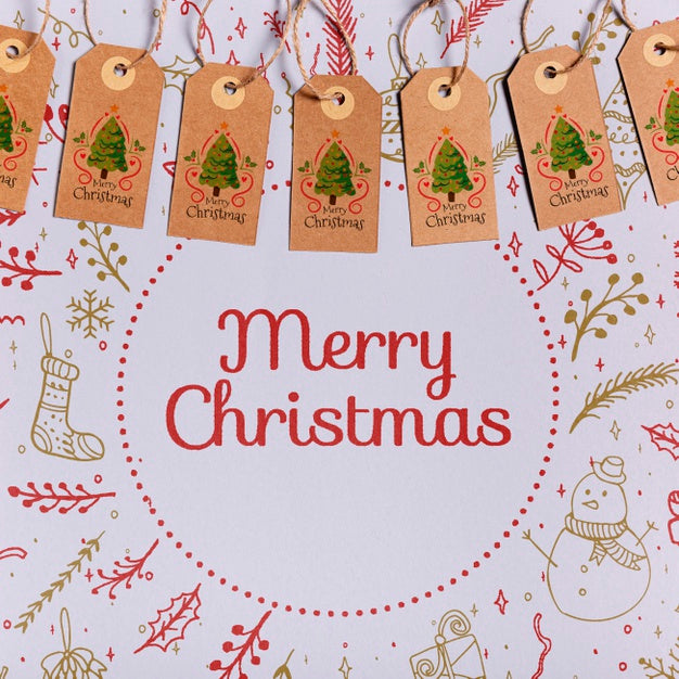 Hanging Cardboard Christmas Labels Design Psd