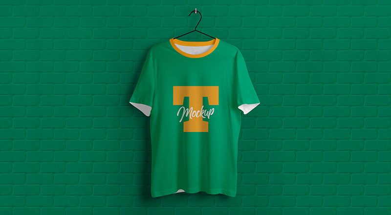 Hanging Half Sleeves T-Shirt Mockup Psd