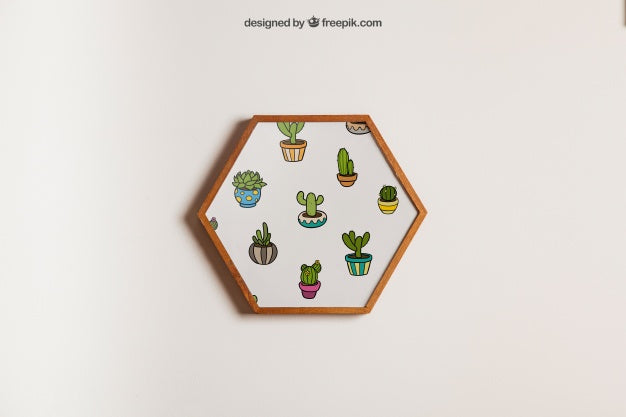 Hanging Hexagonal Frame Mockup Psd