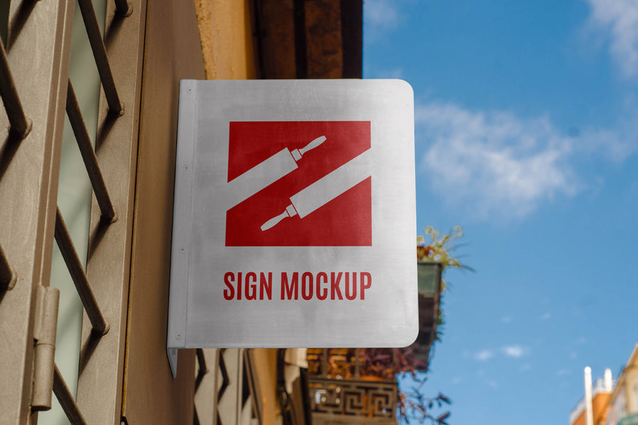 Hanging Metal Sign Mockup