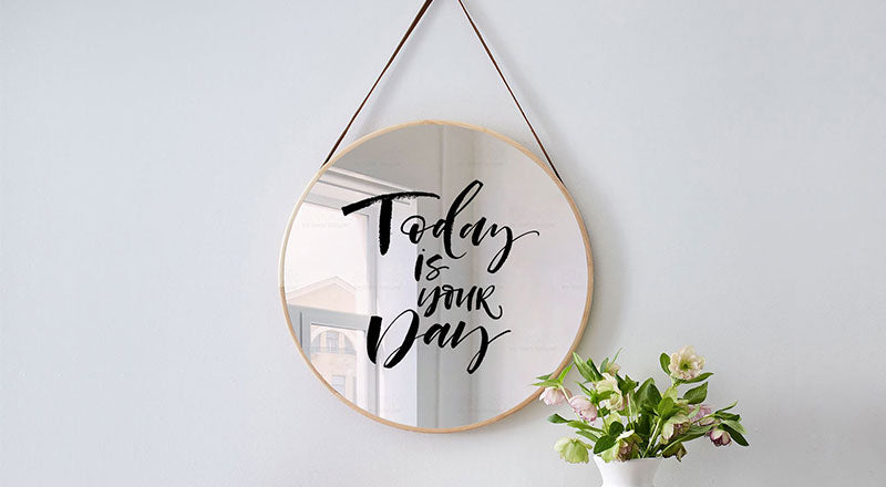 Hanging Mirror On Wall Mockup Psd