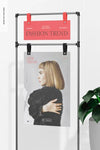Hanging Poster On Stand Mockup Psd