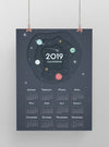 Hanging Space Theme Calendar Mockup Psd