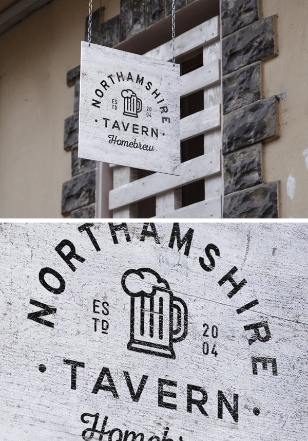 Hanging Wall Sign Mockup